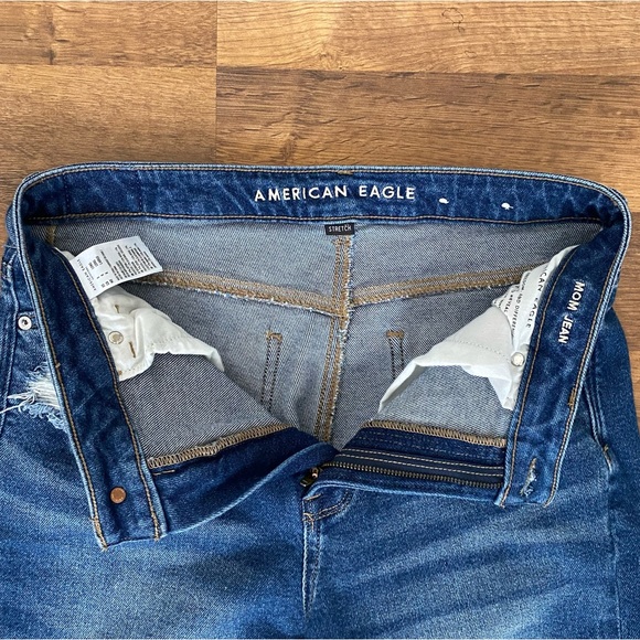 America Eagle Stretch Mom Jeans - Dark Wash Blue - Size 8 Long - Picture 3 of 6